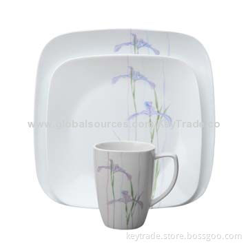 Fine Porcelain 16 Pieces Dinner Set in Square Shape with Decal, Customized Designs Welcomed